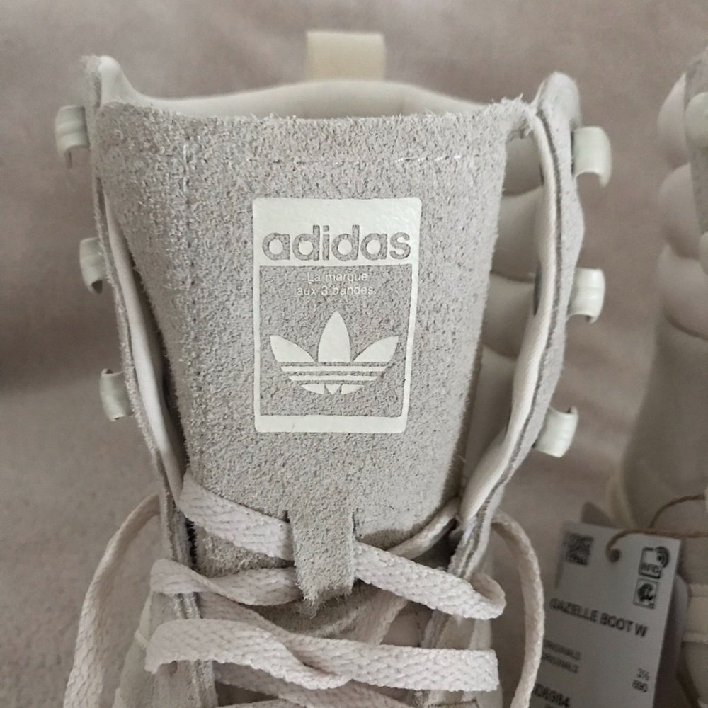 Women’s 5 ADIDAS Gazelle Wonder White High Top Lace Up Platform Sneaker Boot NWT - Picture 4 of 16